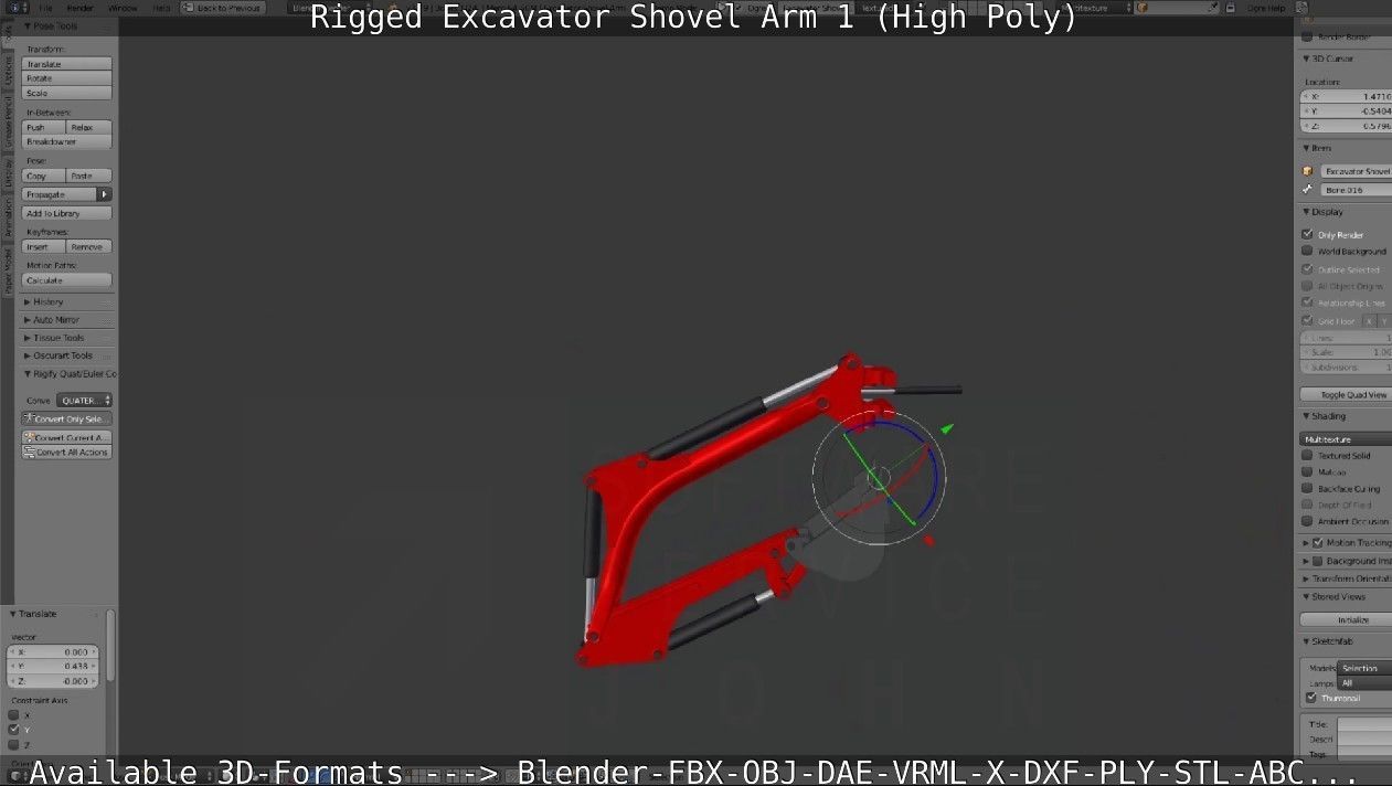 Rigged Excavator Shovel Arm -1- High-Poly 3D model_98