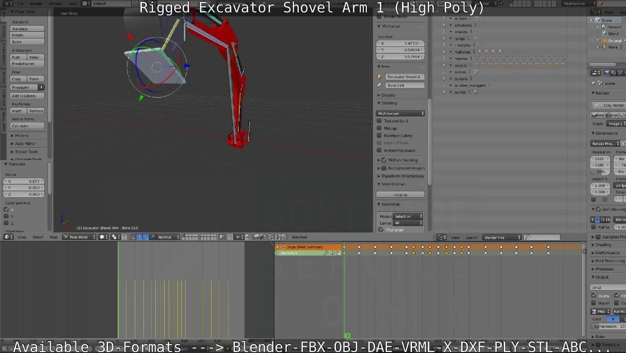 Rigged Excavator Shovel Arm -1- High-Poly 3D model_66