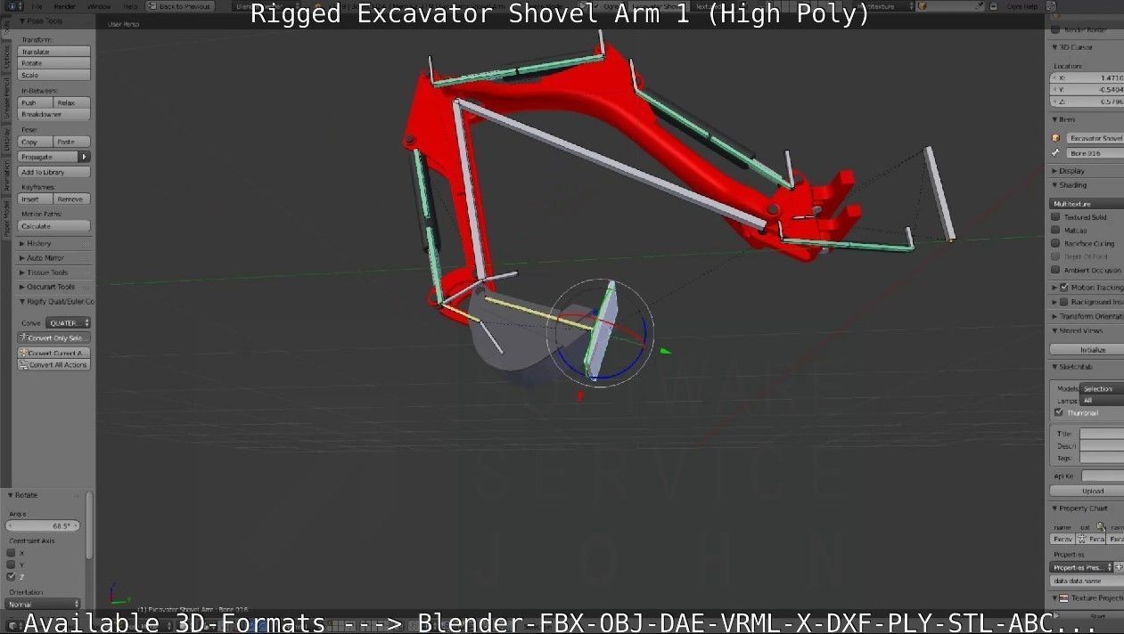 Rigged Excavator Shovel Arm -1- High-Poly 3D model_81