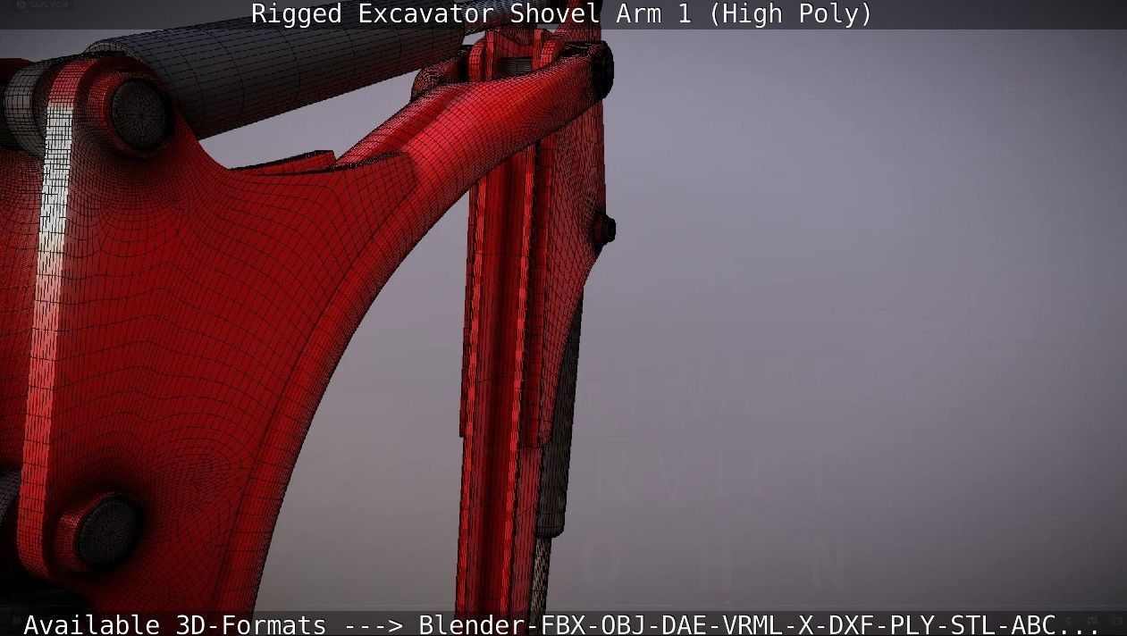 Rigged Excavator Shovel Arm -1- High-Poly 3D model_33