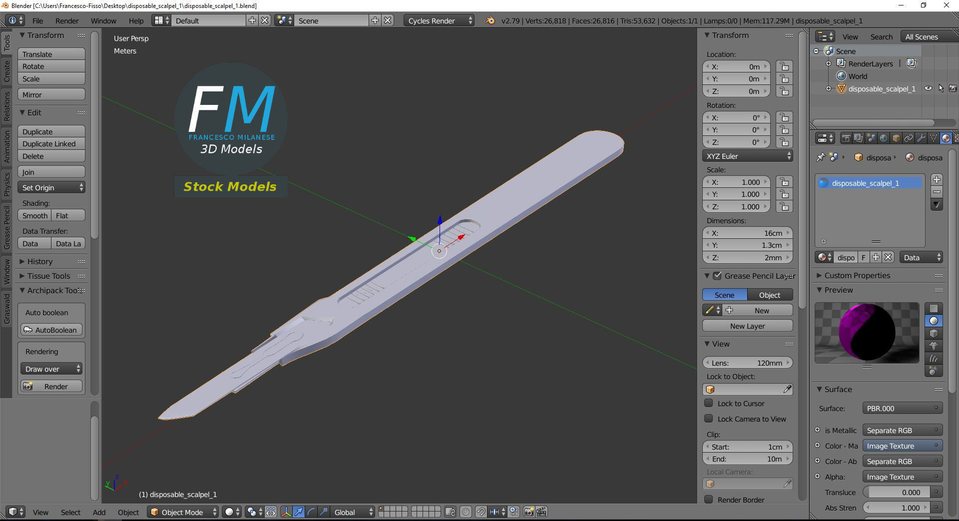 Disposable scalpel 1 3D model_9