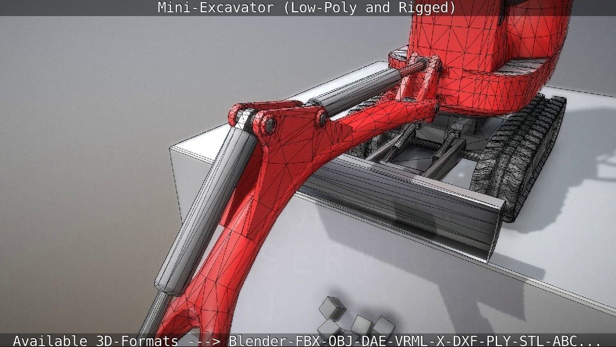Mini-Excavator and - Rigged and Low-Poly Low-poly 3D model_33