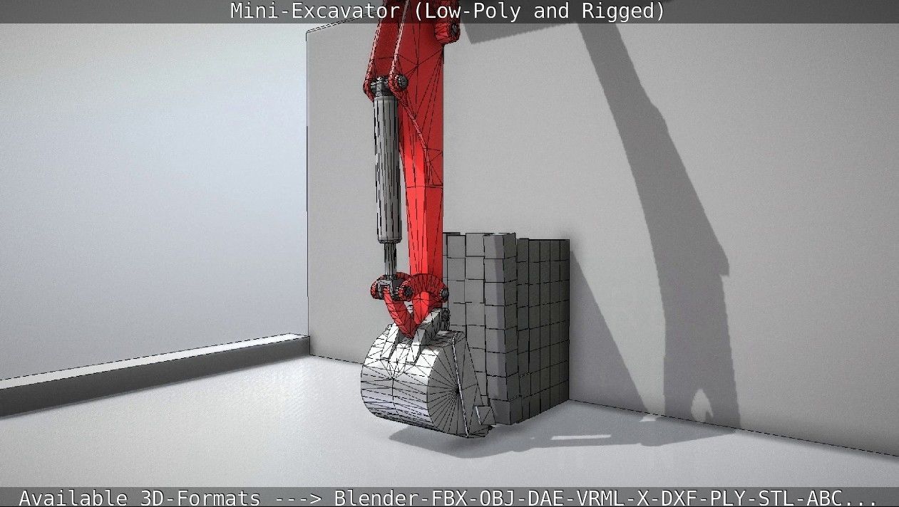 Mini-Excavator and - Rigged and Low-Poly Low-poly 3D model_31