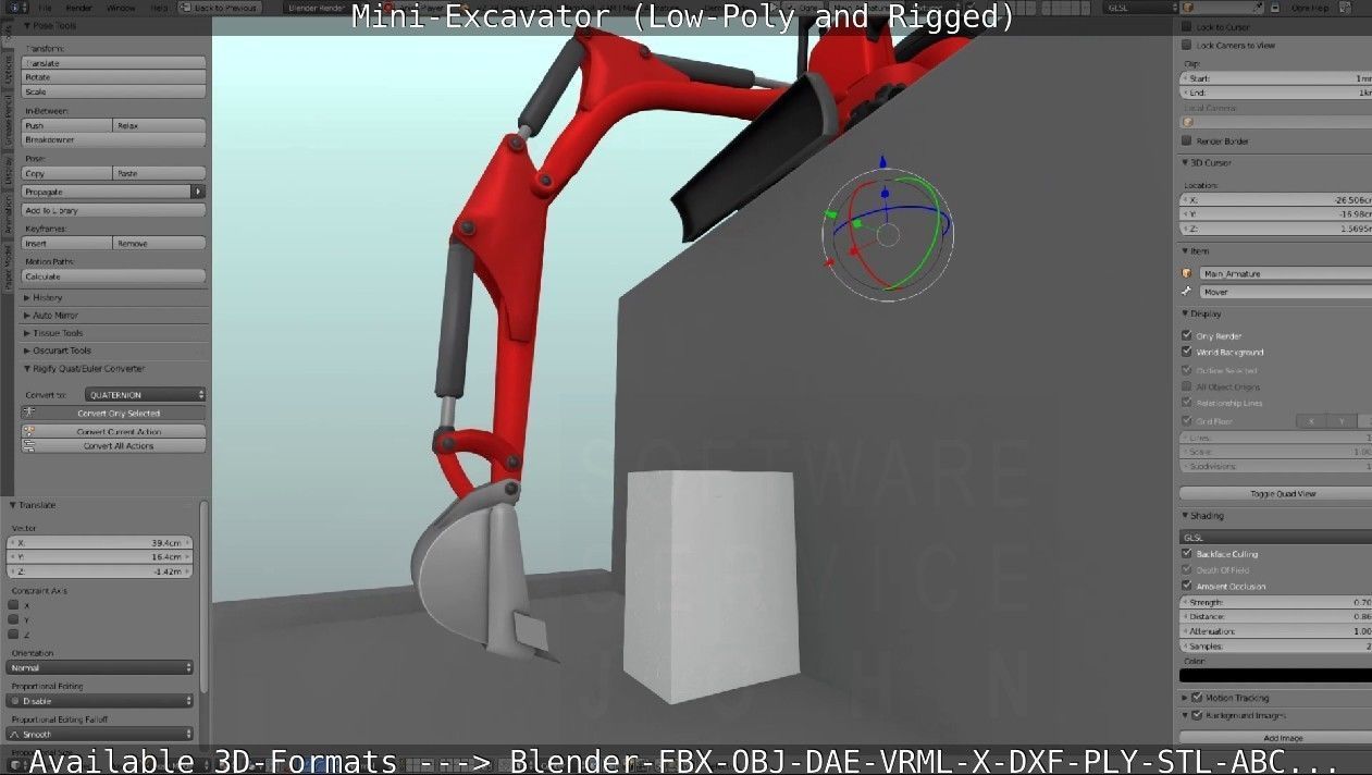 Mini-Excavator and - Rigged and Low-Poly Low-poly 3D model_87