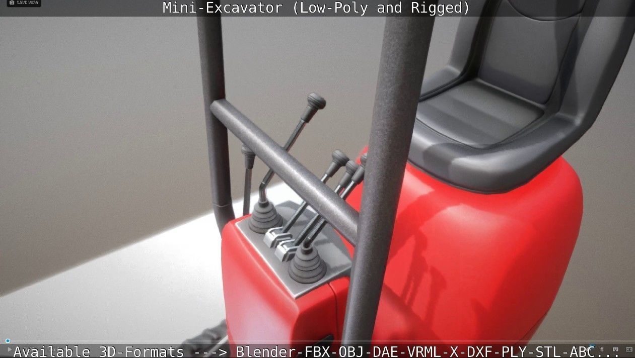 Mini-Excavator and - Rigged and Low-Poly Low-poly 3D model_39