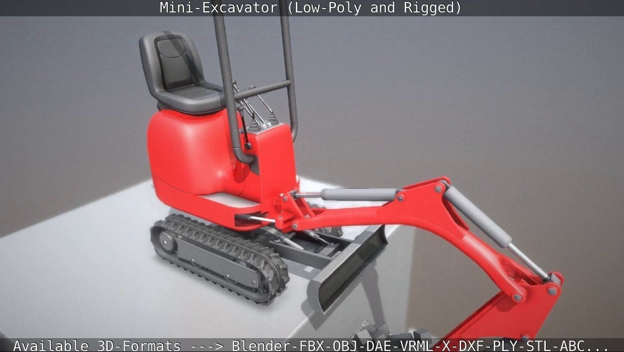 Mini-Excavator and - Rigged and Low-Poly Low-poly 3D model_15