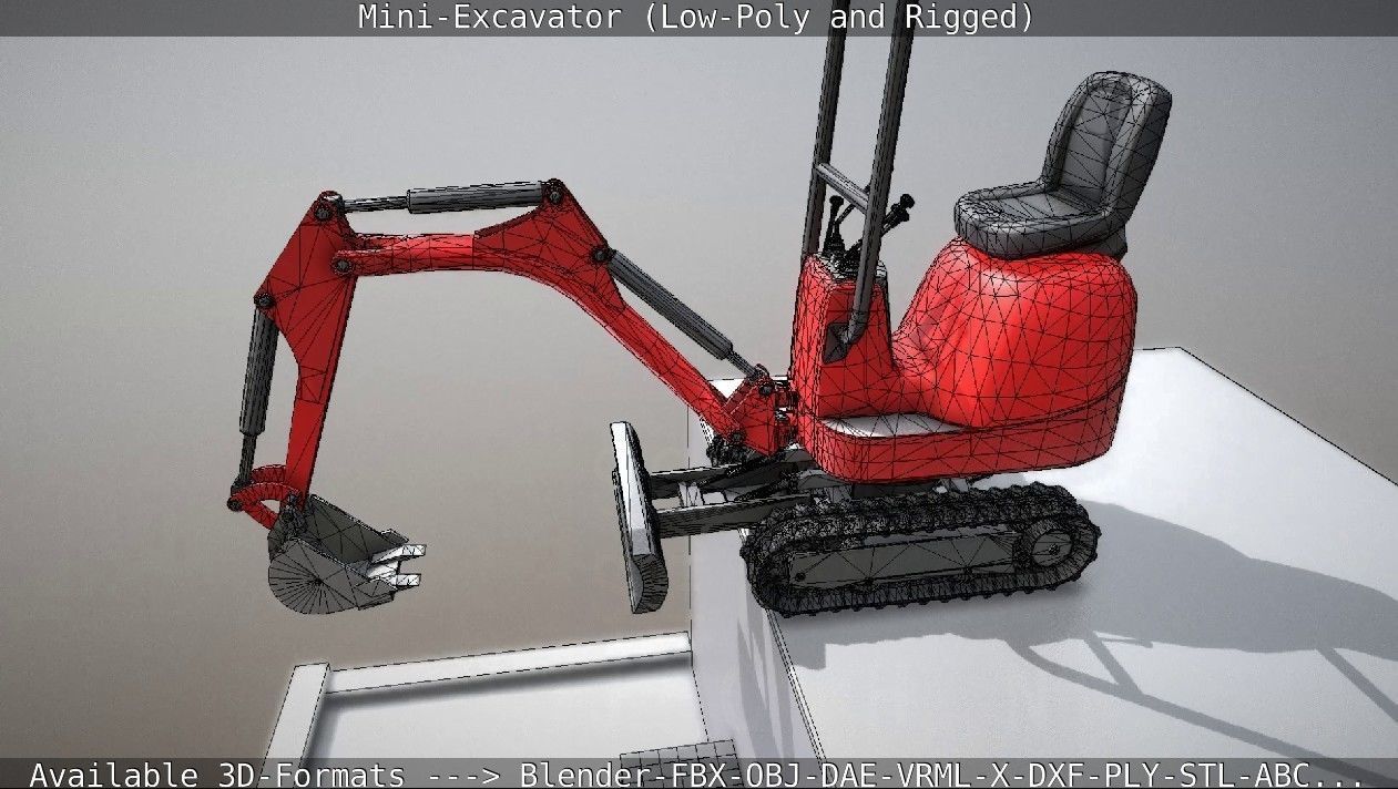 Mini-Excavator and - Rigged and Low-Poly Low-poly 3D model_29