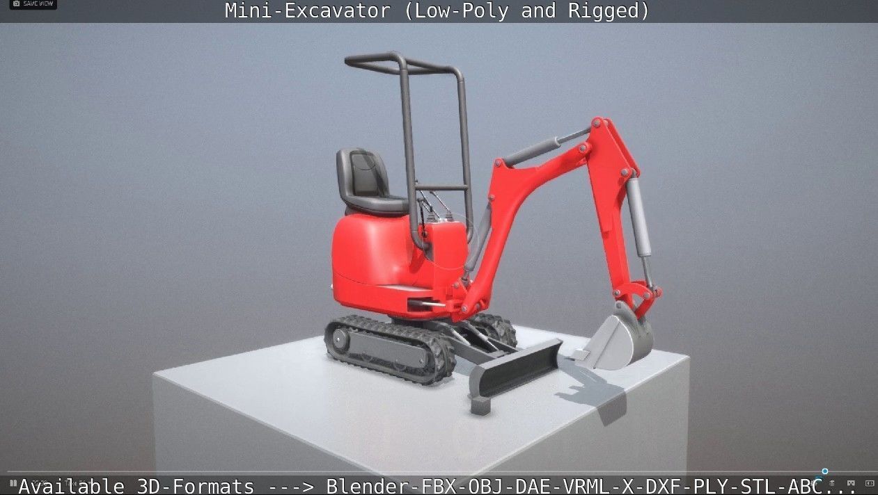 Mini-Excavator and - Rigged and Low-Poly Low-poly 3D model_26