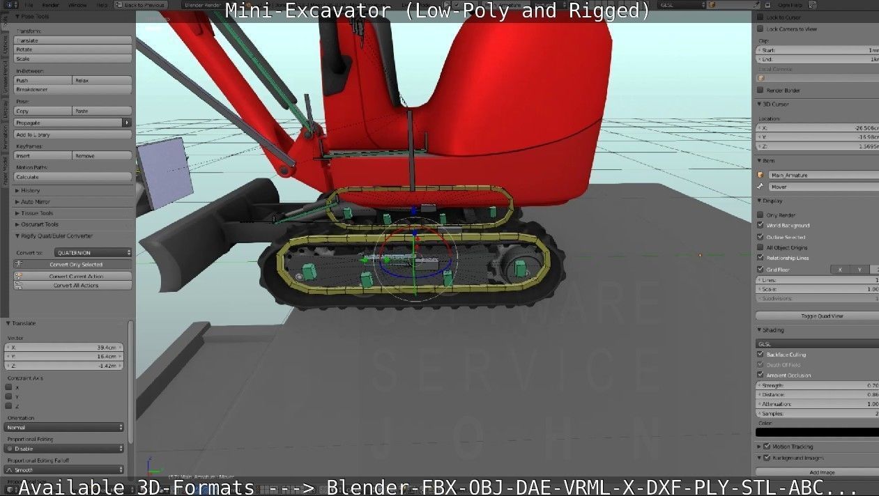 Mini-Excavator and - Rigged and Low-Poly Low-poly 3D model_84