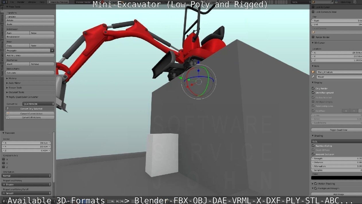 Mini-Excavator and - Rigged and Low-Poly Low-poly 3D model_86