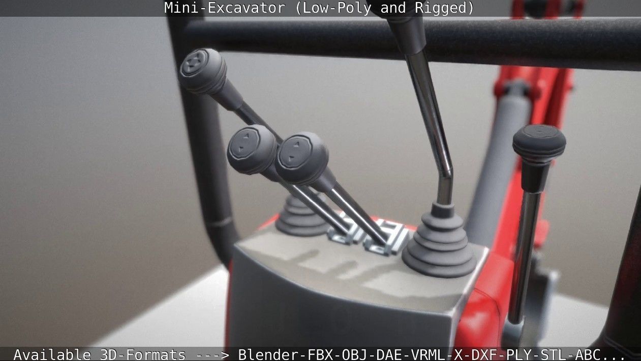 Mini-Excavator and - Rigged and Low-Poly Low-poly 3D model_41