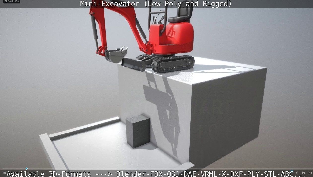 Mini-Excavator and - Rigged and Low-Poly Low-poly 3D model_99