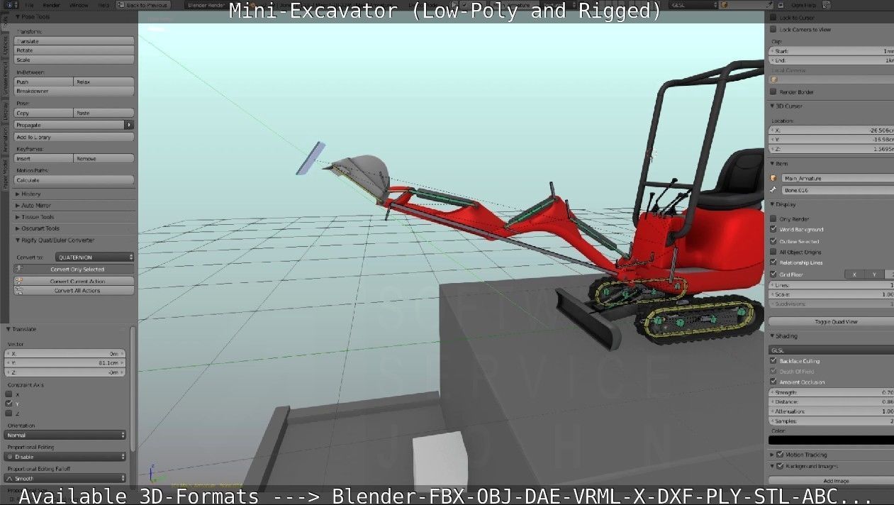 Mini-Excavator and - Rigged and Low-Poly Low-poly 3D model_69