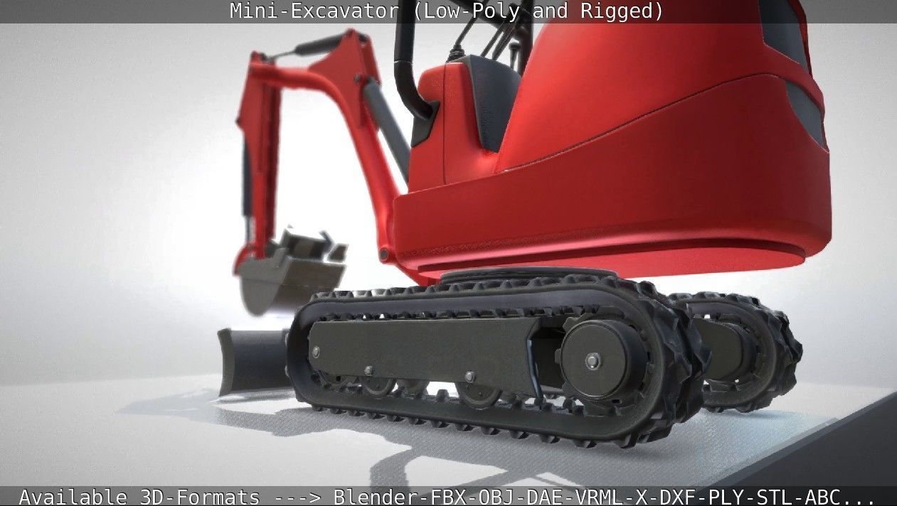 Mini-Excavator and - Rigged and Low-Poly Low-poly 3D model_18