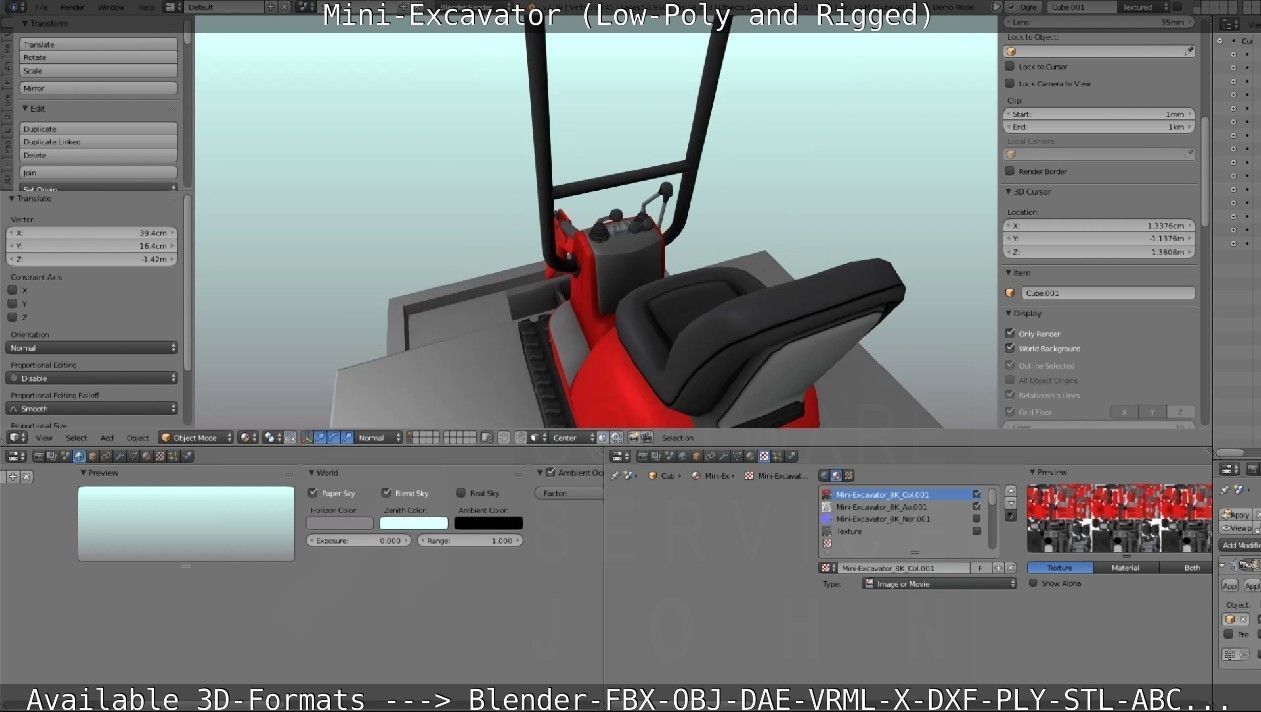 Mini-Excavator and - Rigged and Low-Poly Low-poly 3D model_51