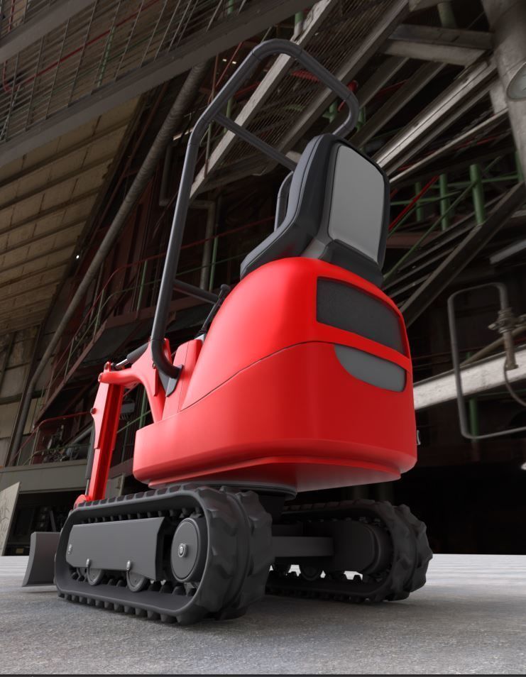 Mini-Excavator and - Rigged and Low-Poly Low-poly 3D model_10