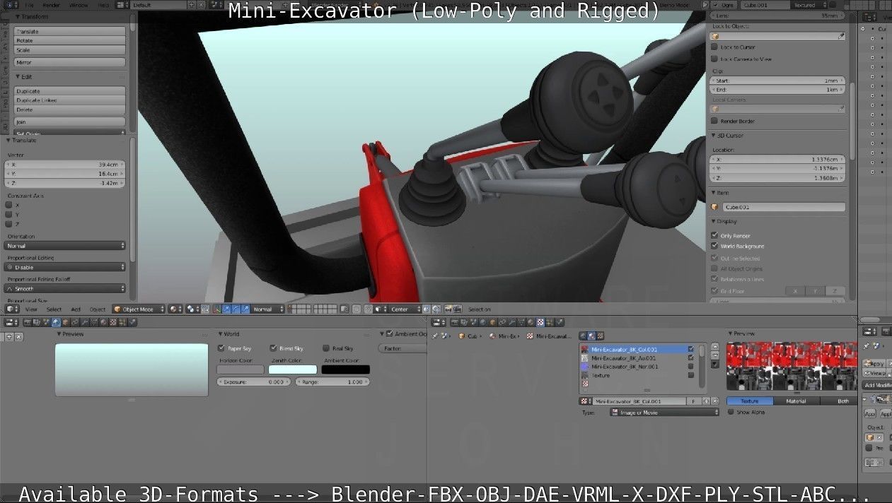 Mini-Excavator and - Rigged and Low-Poly Low-poly 3D model_52