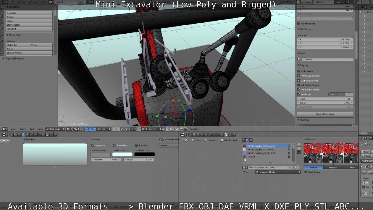 Mini-Excavator and - Rigged and Low-Poly Low-poly 3D model_105
