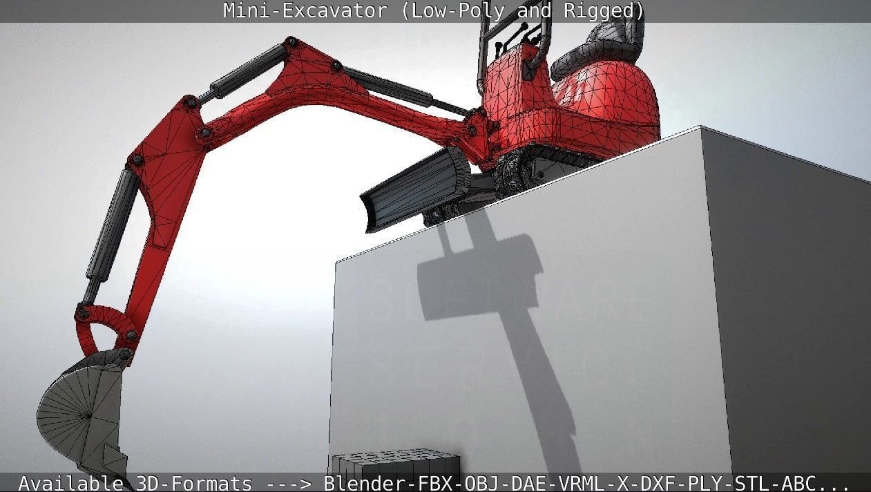 Mini-Excavator and - Rigged and Low-Poly Low-poly 3D model_30