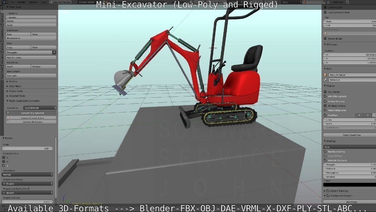 Mini-Excavator and - Rigged and Low-Poly Low-poly 3D model_66