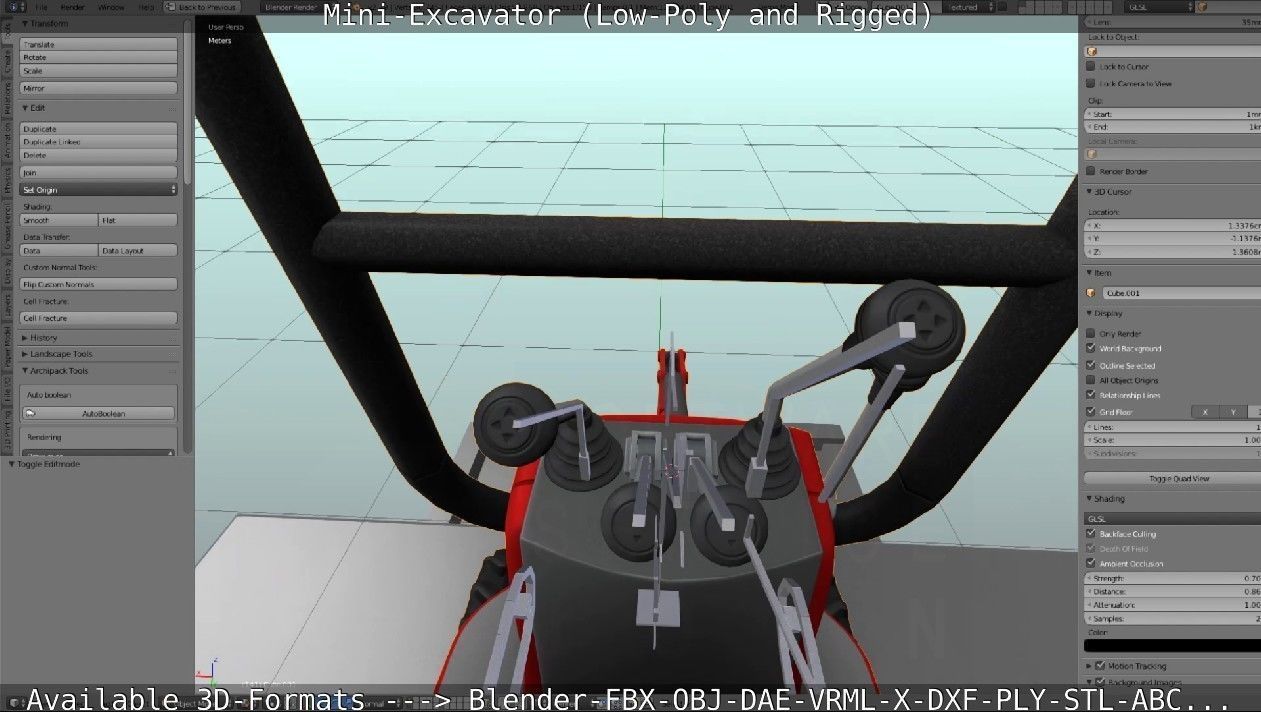 Mini-Excavator and - Rigged and Low-Poly Low-poly 3D model_112