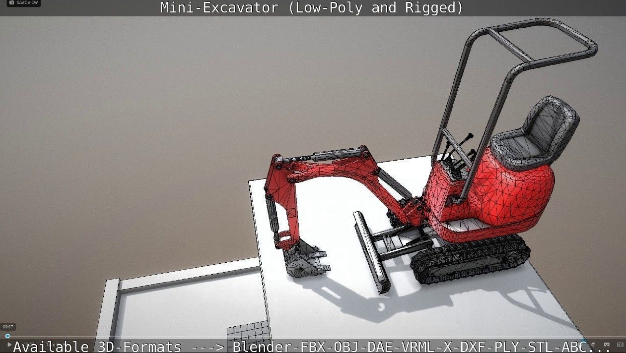 Mini-Excavator and - Rigged and Low-Poly Low-poly 3D model_37