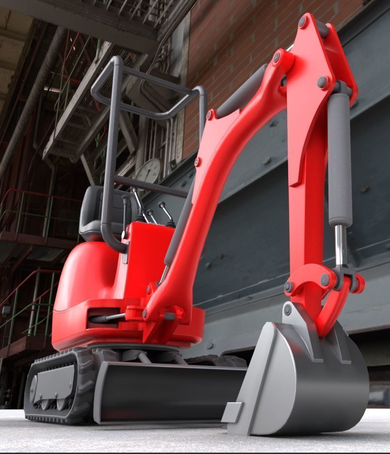 Mini-Excavator and - Rigged and Low-Poly Low-poly 3D model_7