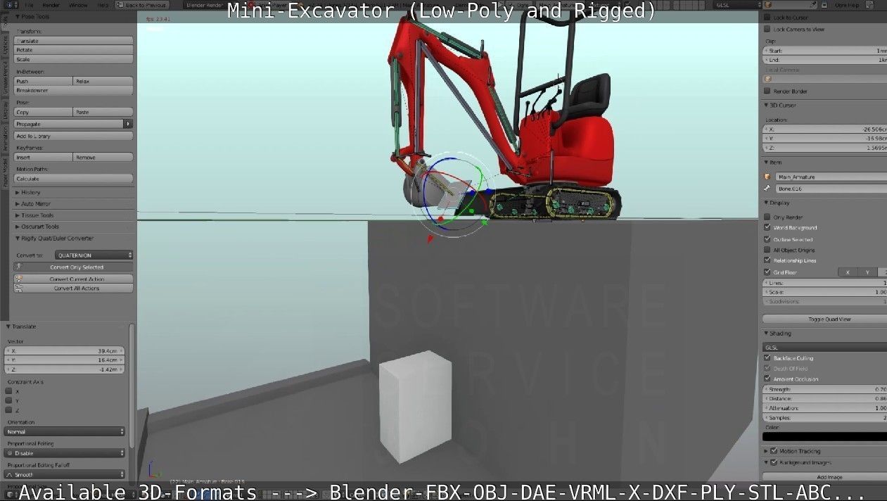 Mini-Excavator and - Rigged and Low-Poly Low-poly 3D model_80