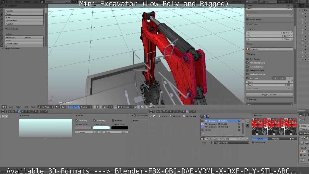 Mini-Excavator and - Rigged and Low-Poly Low-poly 3D model_54