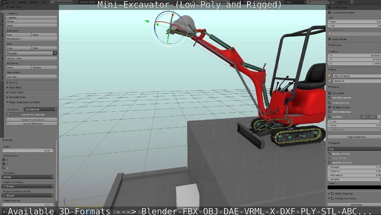 Mini-Excavator and - Rigged and Low-Poly Low-poly 3D model_72