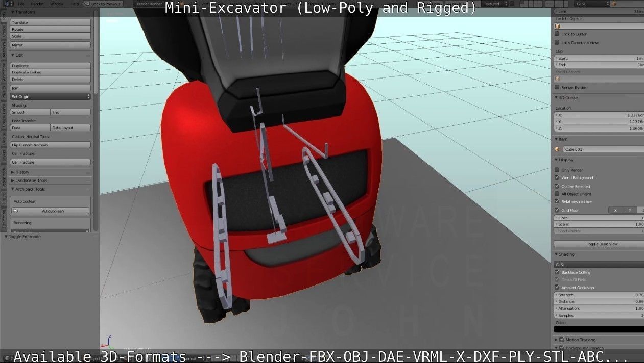 Mini-Excavator and - Rigged and Low-Poly Low-poly 3D model_110