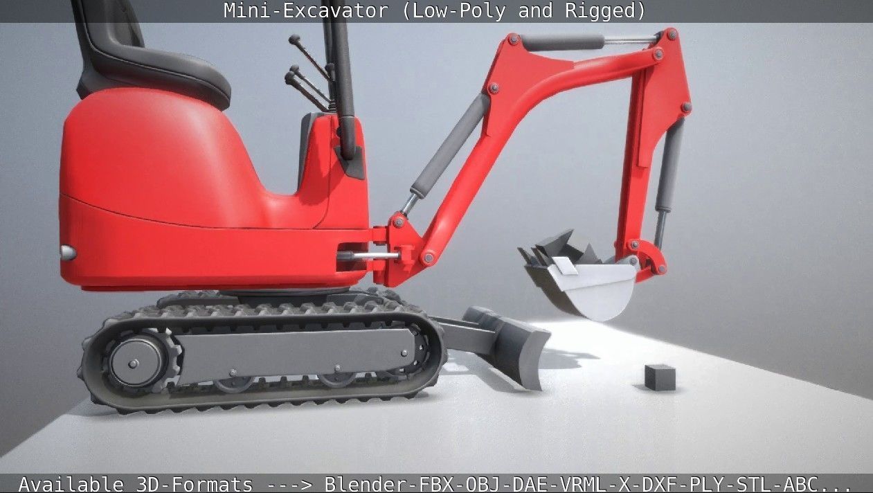Mini-Excavator and - Rigged and Low-Poly Low-poly 3D model_21