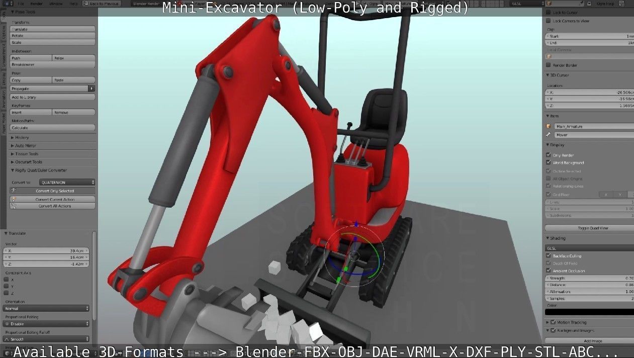 Mini-Excavator and - Rigged and Low-Poly Low-poly 3D model_96
