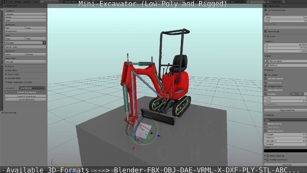 Mini-Excavator and - Rigged and Low-Poly Low-poly 3D model_57