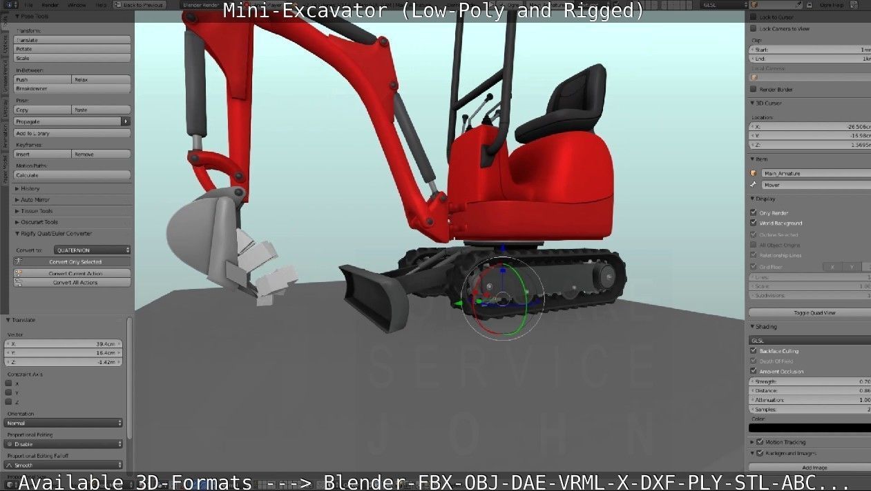 Mini-Excavator and - Rigged and Low-Poly Low-poly 3D model_94