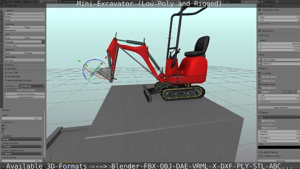 Mini-Excavator and - Rigged and Low-Poly Low-poly 3D model_67