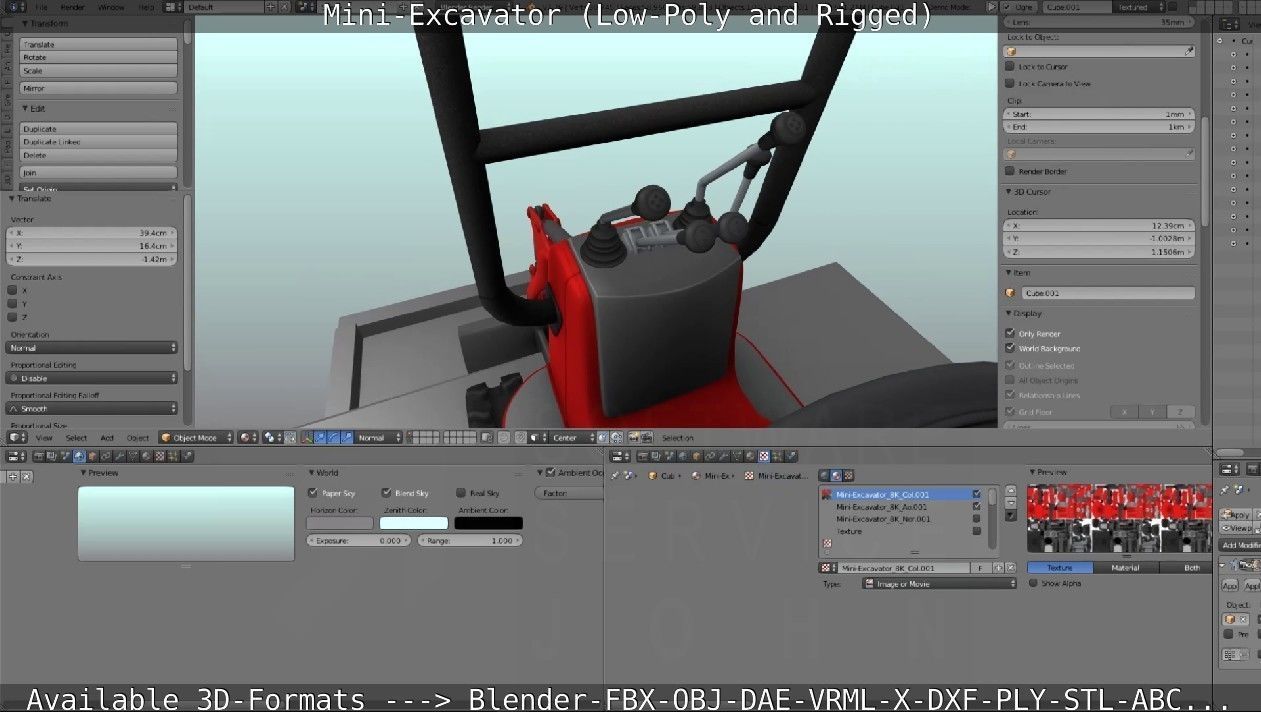 Mini-Excavator and - Rigged and Low-Poly Low-poly 3D model_49