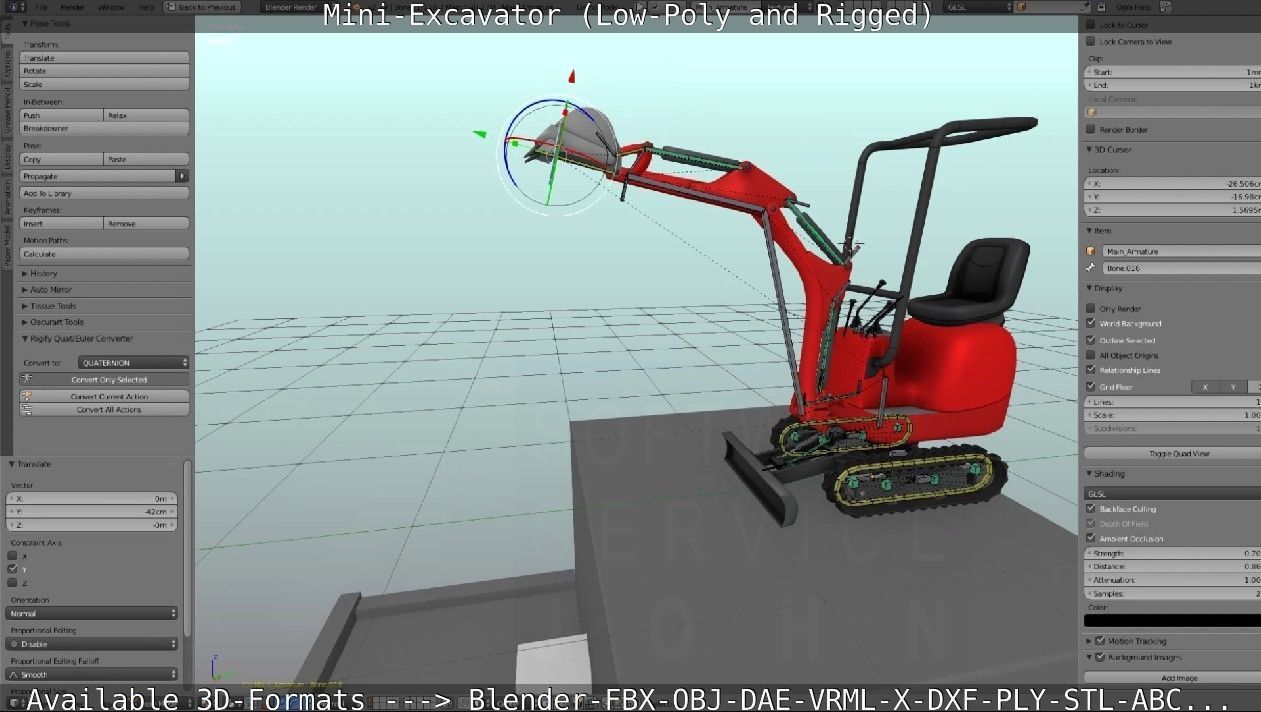 Mini-Excavator and - Rigged and Low-Poly Low-poly 3D model_73