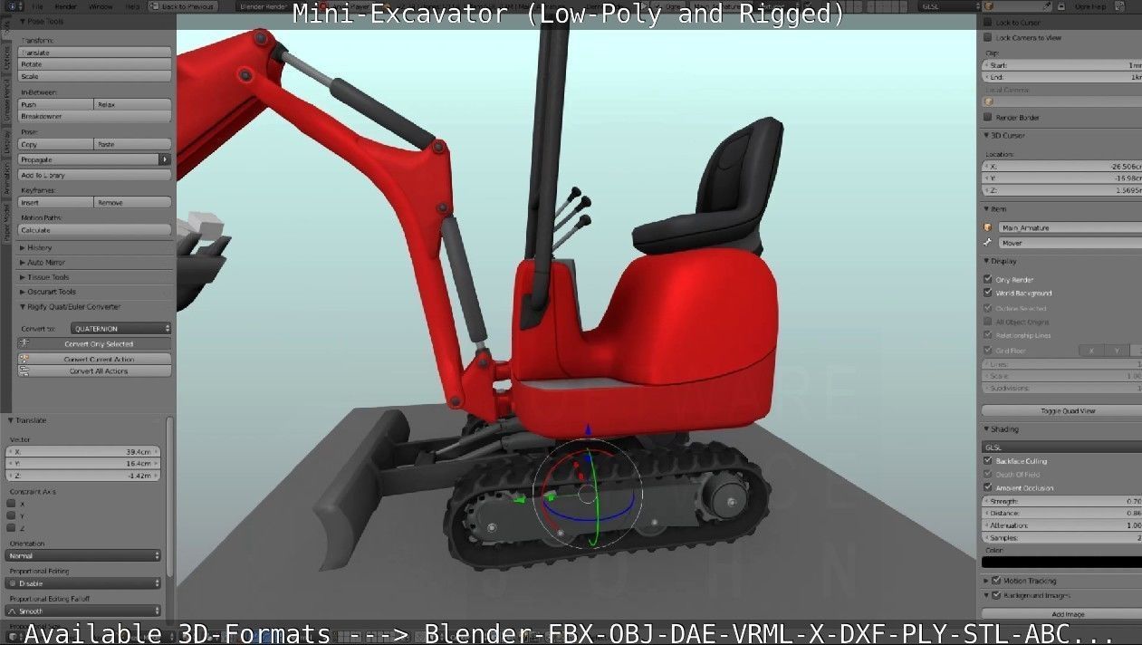 Mini-Excavator and - Rigged and Low-Poly Low-poly 3D model_92