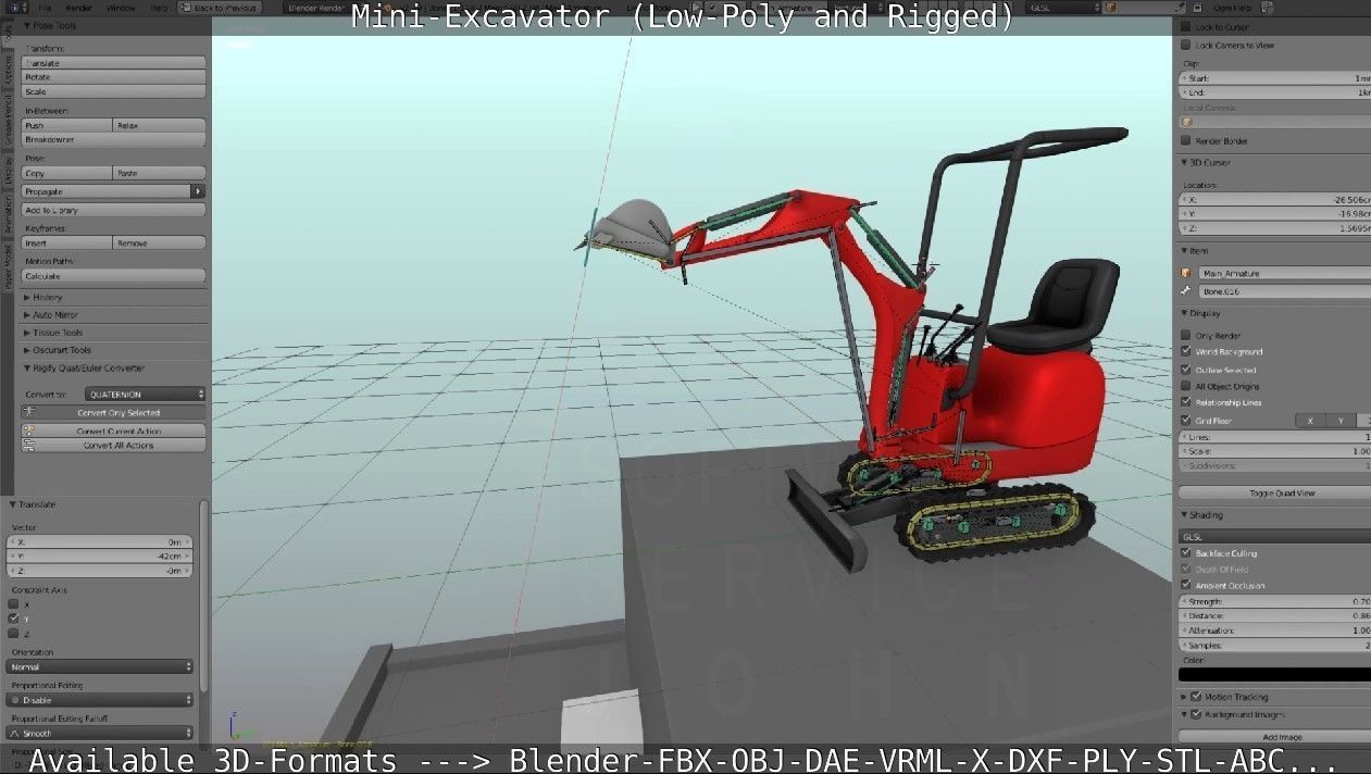 Mini-Excavator and - Rigged and Low-Poly Low-poly 3D model_74