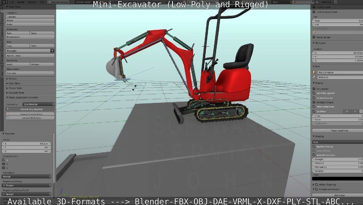 Mini-Excavator and - Rigged and Low-Poly Low-poly 3D model_64
