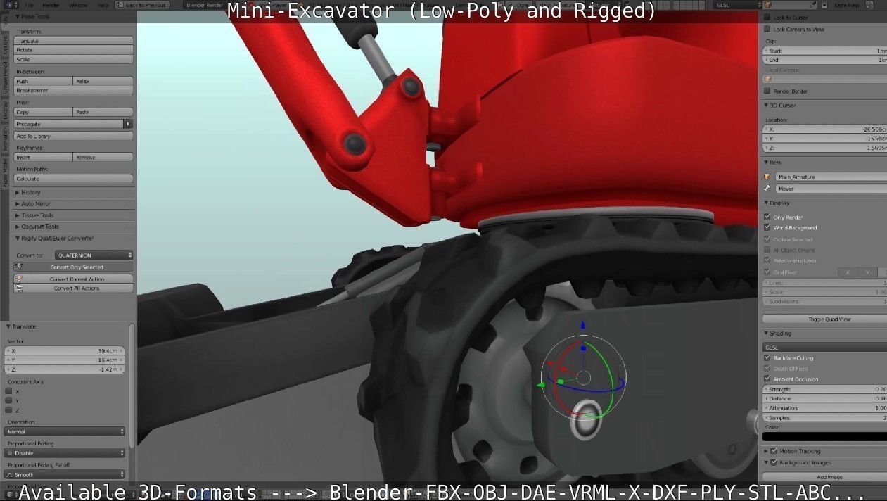 Mini-Excavator and - Rigged and Low-Poly Low-poly 3D model_93