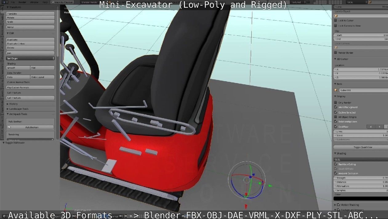 Mini-Excavator and - Rigged and Low-Poly Low-poly 3D model_111