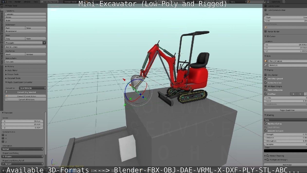 Mini-Excavator and - Rigged and Low-Poly Low-poly 3D model_79
