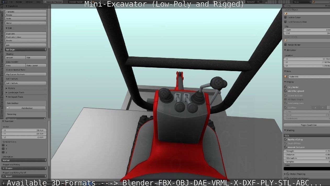 Mini-Excavator and - Rigged and Low-Poly Low-poly 3D model_48