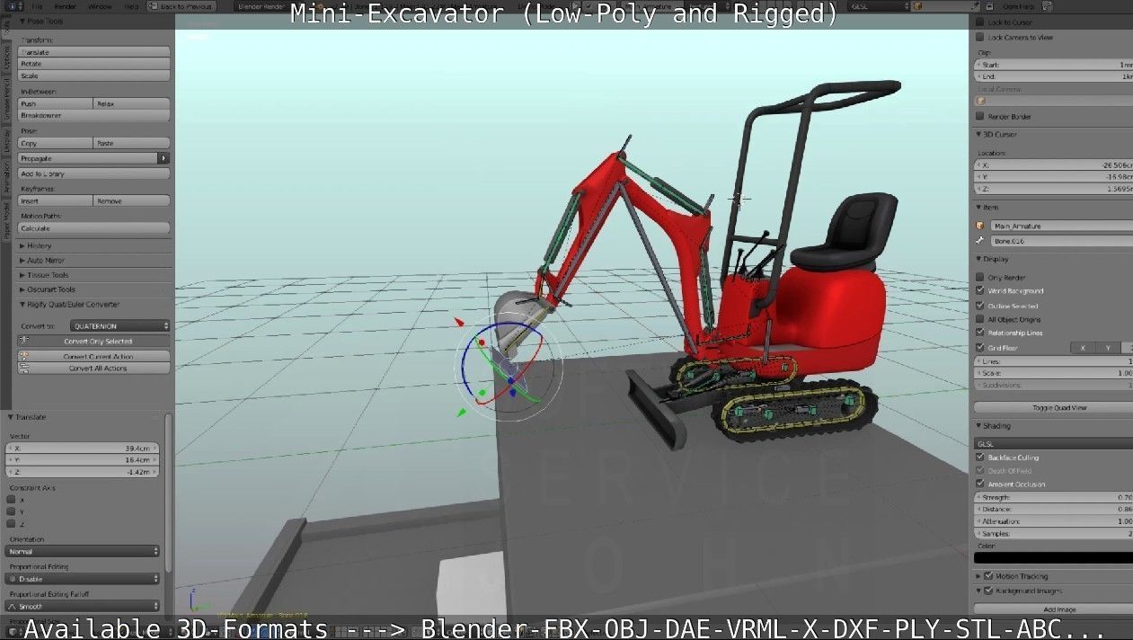 Mini-Excavator and - Rigged and Low-Poly Low-poly 3D model_76