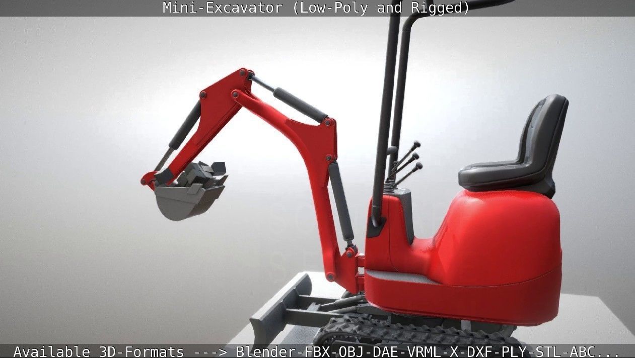 Mini-Excavator and - Rigged and Low-Poly Low-poly 3D model_17