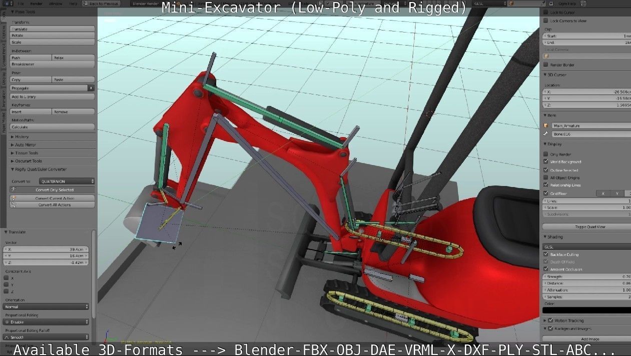 Mini-Excavator and - Rigged and Low-Poly Low-poly 3D model_77
