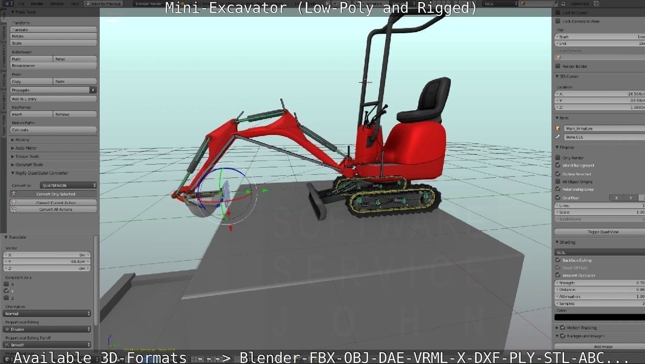 Mini-Excavator and - Rigged and Low-Poly Low-poly 3D model_62