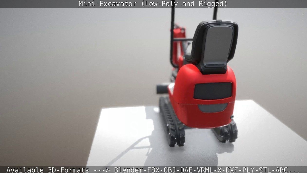 Mini-Excavator and - Rigged and Low-Poly Low-poly 3D model_16